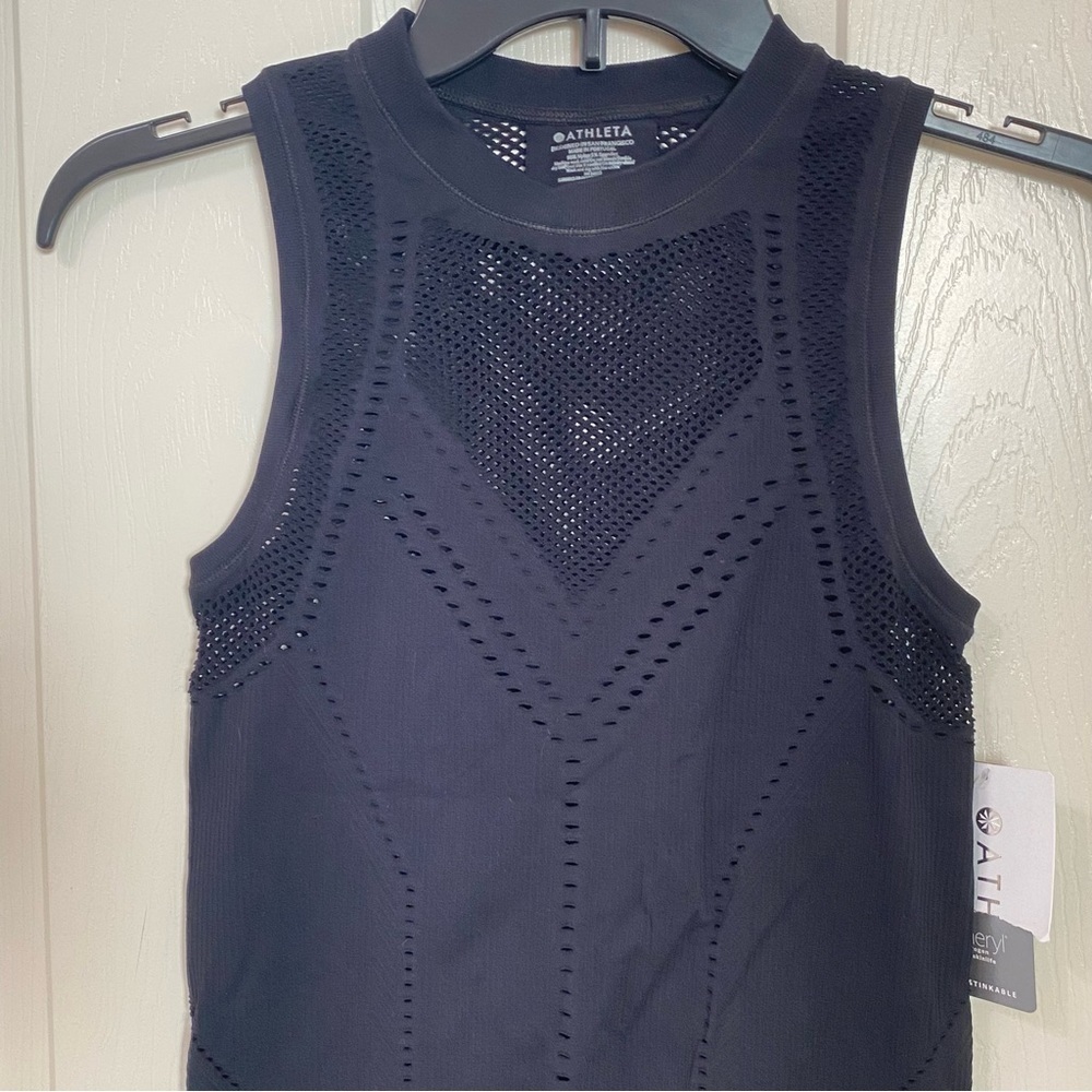 Athleta New Size XS Black Chafe Free Seemless Oxygen Workout Gym Tank Activewear - Picture 4 of 8